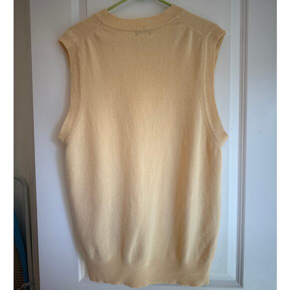 Vintage L.L. Bean Lambswool Cashmere Sweater Vest Pale Yellow XL Tall - Picture 3 of 8
